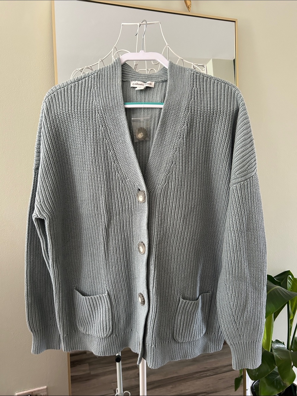 Coldwater Creek Ribbed Button-Front Cardigan/ oversize